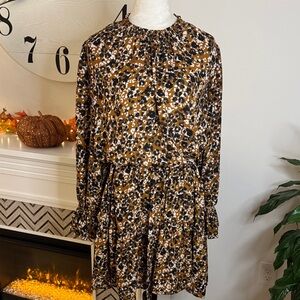 Chic Long Sleeve Animal Print Dress